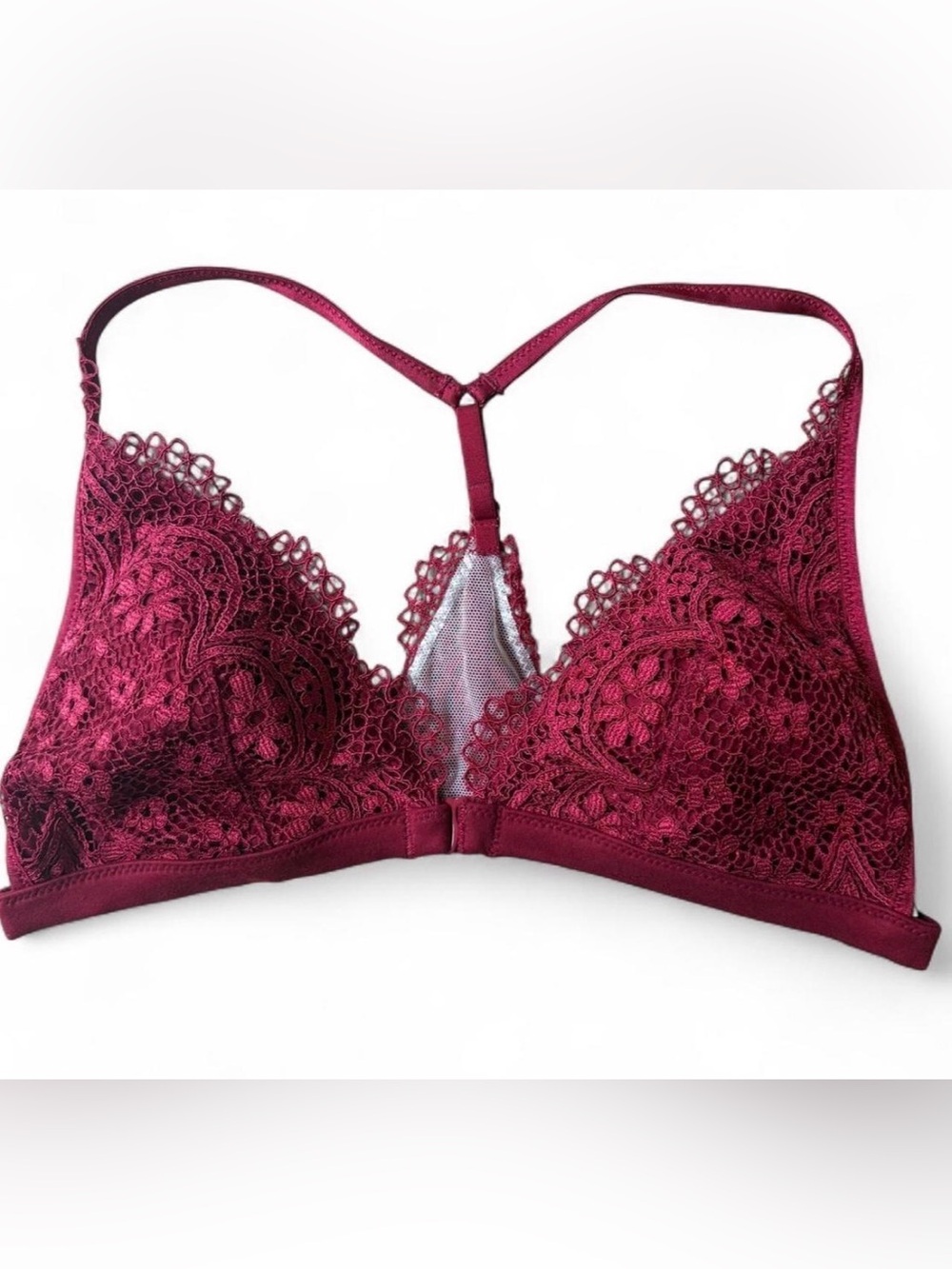 Body by Victoria Secret Crimson Red Lace Front-Clasp Bralette Size M